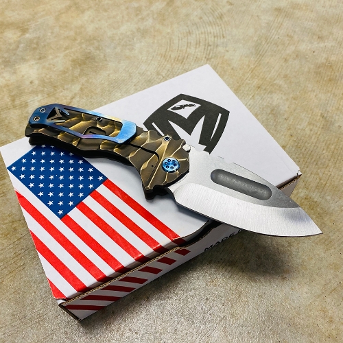 Medford Praetorian TI 3V 3.75" Tumbled Drop Point Bronze Twisted Predator Knife - MK0133TD-36A1-TFCF-BN