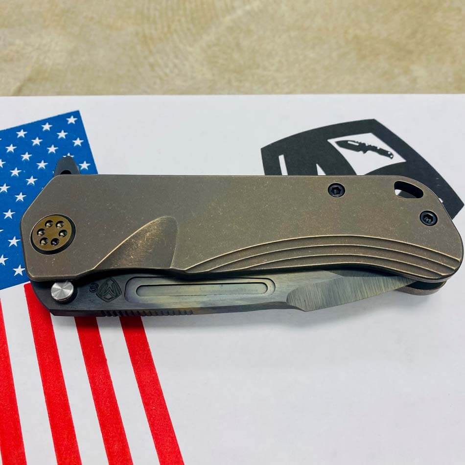 Medford Proxima S35VN 3.9" Vulcan Bronze Handles, PVD with Rose Hardware Knife Serial 108-233 Blade Show 2023 - MKT Proxima Rose