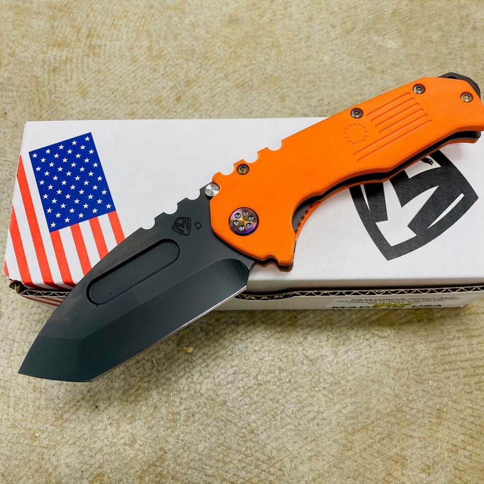 Medford Praetorian Scout M/P D2 Tanto PVD Blade G10 Hi-Vis Orange Handles Flamed Hardware Knife Serial 211-312 - MKT Praetorian Scout Orange 3