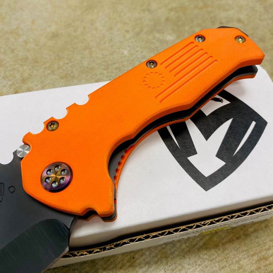 Medford Praetorian Scout M/P D2 Tanto PVD Blade G10 Hi-Vis Orange Handles Flamed Hardware Knife Serial 211-312 - MKT Praetorian Scout Orange 3