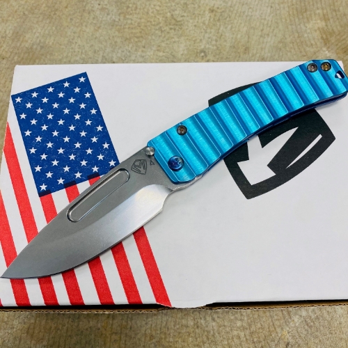 Medford Slim Midi S45VN Tumbled 3.25" Drop Point Aquamarine Gator Belly Knife Serial 306-239 - MKT Slim Midi Gator Belly Aqua