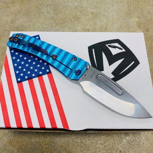 Medford Slim Midi S45VN Tumbled 3.25" Drop Point Aquamarine Gator Belly Knife Serial 306-239 - MKT Slim Midi Gator Belly Aqua