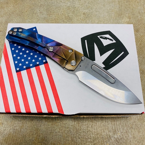 Medford Slim Midi S45VN Tumbled 3.25" Drop Point Blue Violet Bronze Stained Glass Knife Serial 306-189 - MKT Slim Midi Chimera Stained Glass