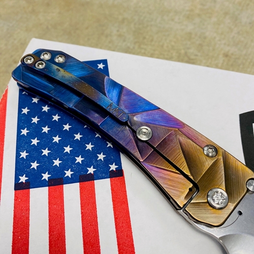 Medford Slim Midi S45VN Tumbled 3.25" Drop Point Blue Violet Bronze Stained Glass Knife Serial 306-189 - MKT Slim Midi Chimera Stained Glass