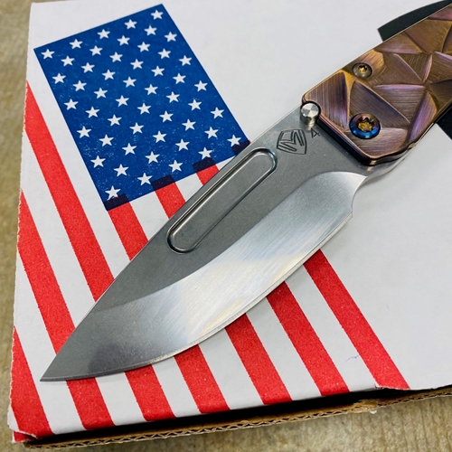 Medford Slim Midi S45VN Tumbled 3.25" Drop Point Rose Copper Stained Glass Knife Serial 306-155 - MKT Slim Midi Rose Stained Glass