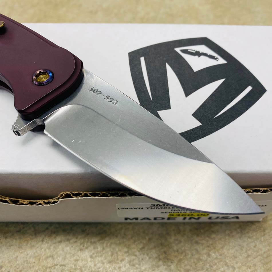 Medford Smooth Criminal Red S45VN Tumbled Blade 3" Folding Knife Serial 302-593 - MKT Smooth Crim Red Knife