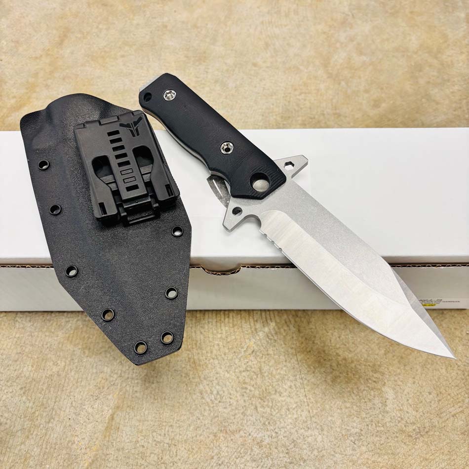 Medford AIO-2 ProSeries 3V Tumbled 5.3" Fixed Blade Black G10 Handles Knife - MKT AIO 2 Knife 2
