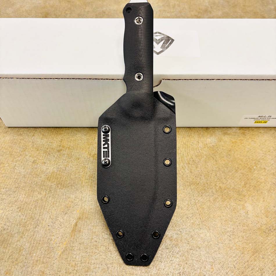 Medford AIO-2 ProSeries 3V Tumbled 5.3" Fixed Blade Black G10 Handles Knife - MKT AIO 2 Knife 2