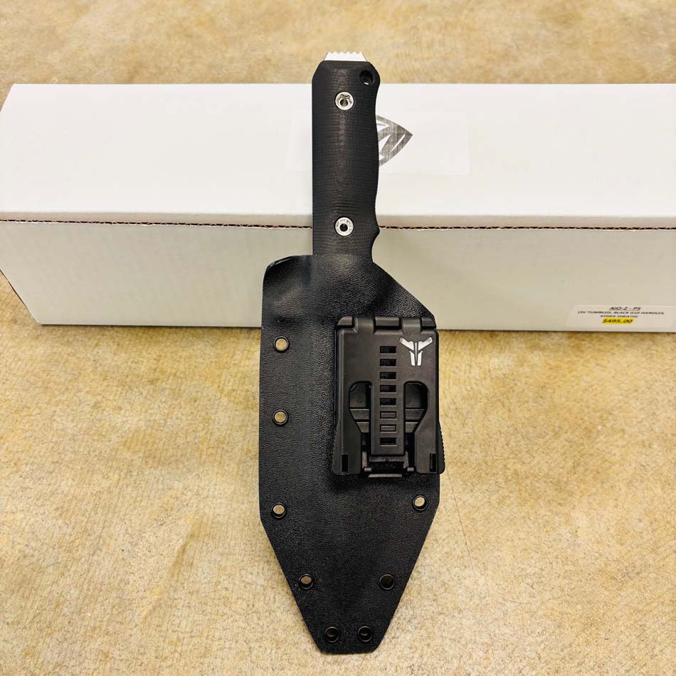 Medford AIO-2 ProSeries 3V Tumbled 5.3" Fixed Blade Black G10 Handles Knife - MKT AIO 2 Knife 2