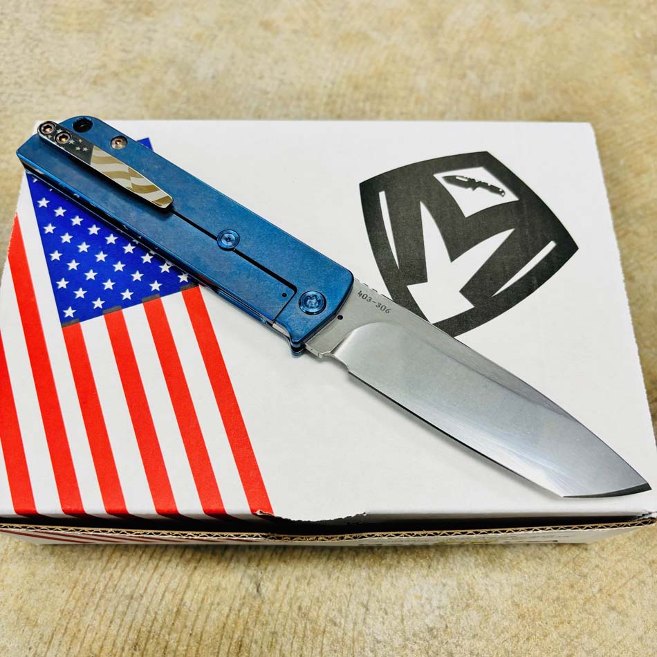 Medford Antik Front Flipper, S35VN Tumbled TANTO, Blue American Flag Knife Serial 403-306 - MKT Antik American Flag Knife