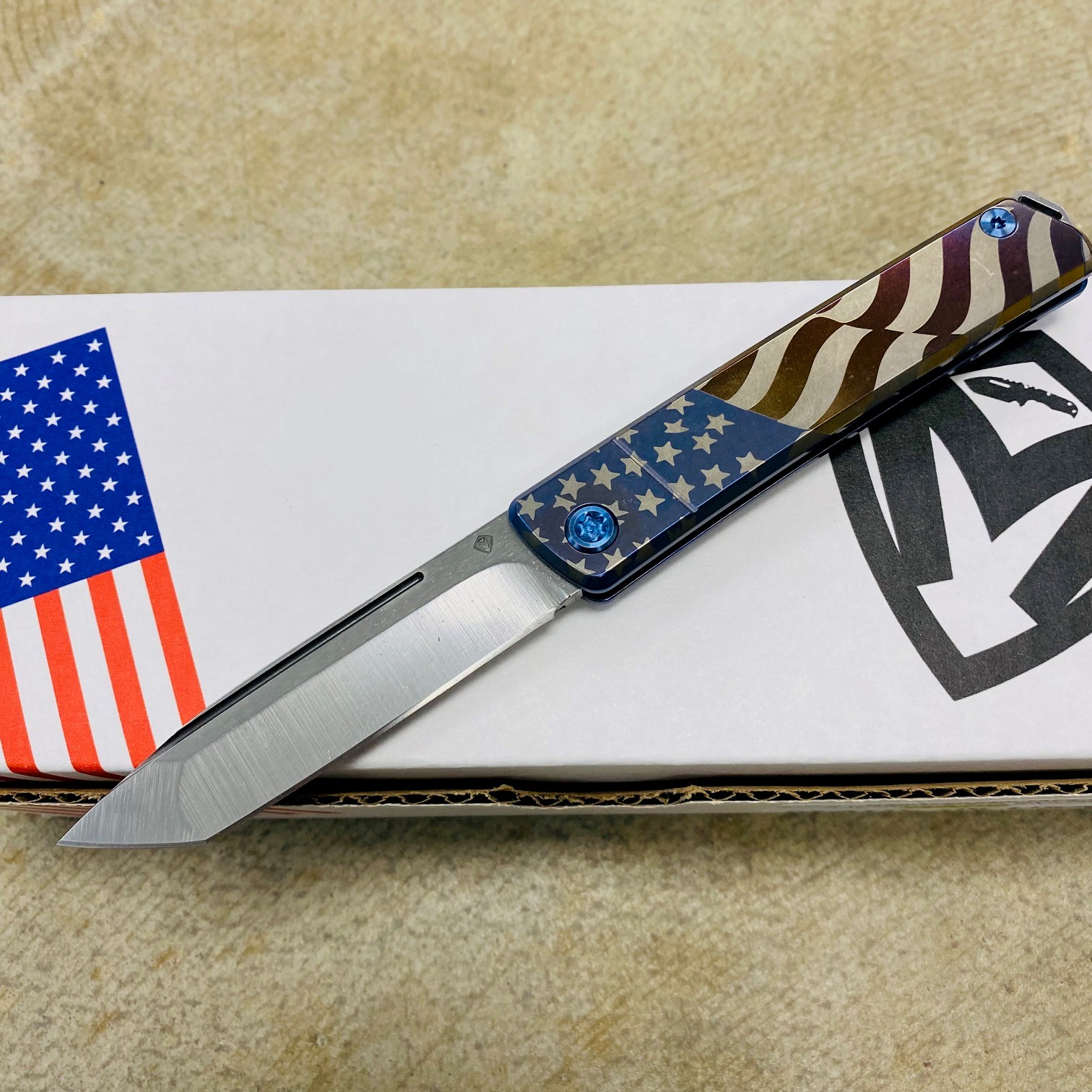 Medford Gentleman Jack GJ-2 Ti 3.1" S45VN TANTO Slip Joint AMERICAN FLAG Handle Knife with Pocket Clip