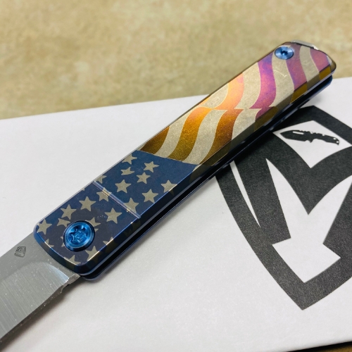 Medford Gentleman Jack GJ-2 Ti 3.1" S45VN TANTO Slip Joint AMERICAN FLAG Handle Knife with Pocket Clip - MKT GJ-2 American Flag Knife