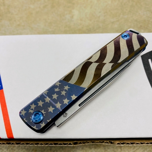 Medford Gentleman Jack GJ-2 Ti 3.1" S45VN TANTO Slip Joint AMERICAN FLAG Handle Knife with Pocket Clip - MKT GJ-2 American Flag Knife