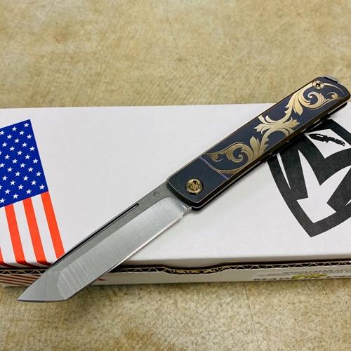 Medford Gentleman Jack GJ-2 Ti 3.1" S45VN TANTO Slip Joint BANK SCROLL FILIGREE Handle Knife with Pocket Clip - MKT GJ-2 Filigree Knife