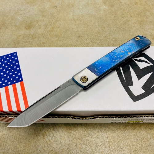 Medford Gentleman Jack GJ-2 Ti 3.1" S45VN TANTO Slip Joint GALAXY WITH BRUSHED SILVER BOLSTER Handle Knife with Pocket Clip - MKT GJ-2 Galaxy Knife