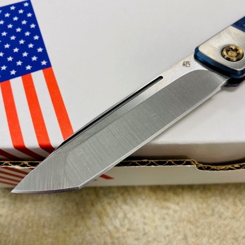 Medford Gentleman Jack GJ-2 Ti 3.1" S45VN TANTO Slip Joint GALAXY WITH BRUSHED SILVER BOLSTER Handle Knife with Pocket Clip - MKT GJ-2 Galaxy Knife