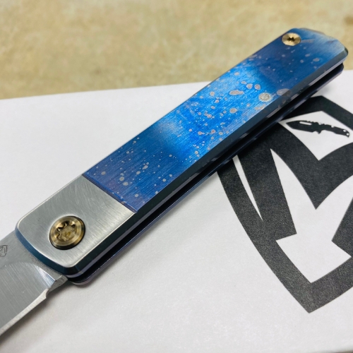 Medford Gentleman Jack GJ-2 Ti 3.1" S45VN TANTO Slip Joint GALAXY WITH BRUSHED SILVER BOLSTER Handle Knife with Pocket Clip - MKT GJ-2 Galaxy Knife
