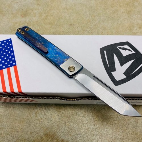 Medford Gentleman Jack GJ-2 Ti 3.1" S45VN TANTO Slip Joint GALAXY WITH BRUSHED SILVER BOLSTER Handle Knife with Pocket Clip - MKT GJ-2 Galaxy Knife