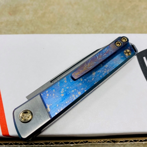Medford Gentleman Jack GJ-2 Ti 3.1" S45VN TANTO Slip Joint GALAXY WITH BRUSHED SILVER BOLSTER Handle Knife with Pocket Clip - MKT GJ-2 Galaxy Knife