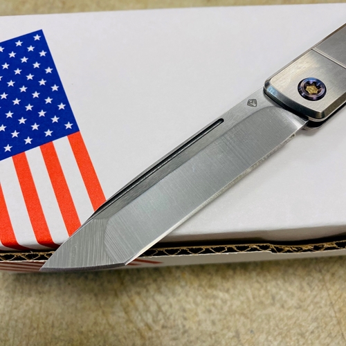 Medford Gentleman Jack GJ-2 Ti 3.1" S45VN TANTO Slip Joint FACED SILVER Handle Knife with Pocket Clip - MKT GJ-2 Silver Faced