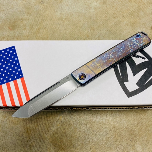 Medford Gentleman Jack GJ-2 Ti 3.1" S45VN TANTO Slip Joint FACED ACID ETCHED BRONZE to VIOLET Handle Knife with Pocket Clip - MKT GJ-2 Acid Etched 1 Knife
