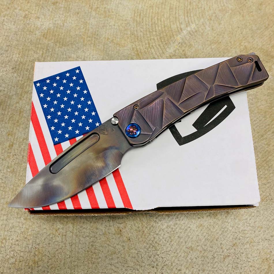 Medford Marauder H S45VN 3.75" Vulcan Drop Point Blade Rose Copper Stained Glass Knife Serial 309-095 - MKT Marauder-H Rose Stained Glass