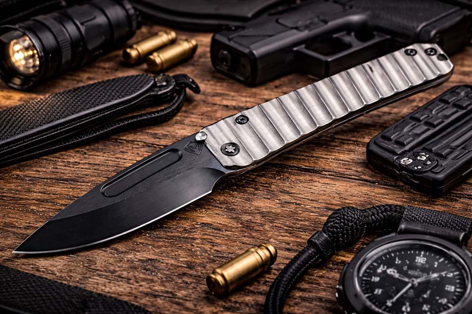Medford Slim Midi S45VN Tumbled 3.25" PVD Drop Point Silver Gator Belly Handles Knife Serial 308-005 - MKT Slim Midi Gator Belly Silver