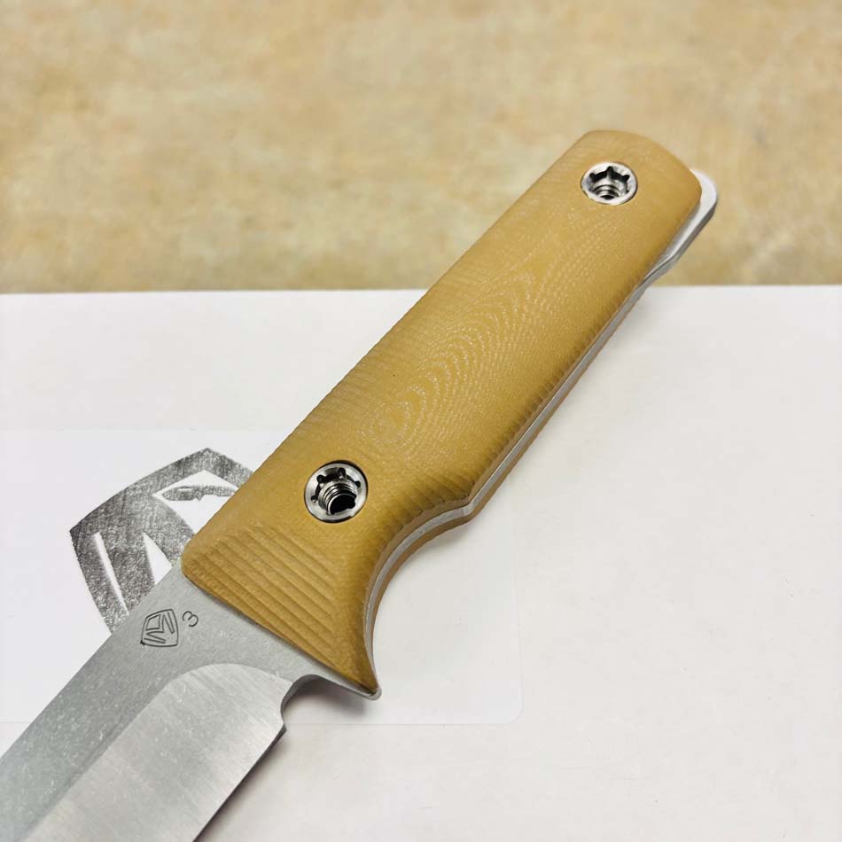 Medford San Pro Series 3V 4" Tumbled Fixed Blade, Coyote G10 Handles, Kydex Sheath, Fixed Standard Hardware - Medford San Coyote