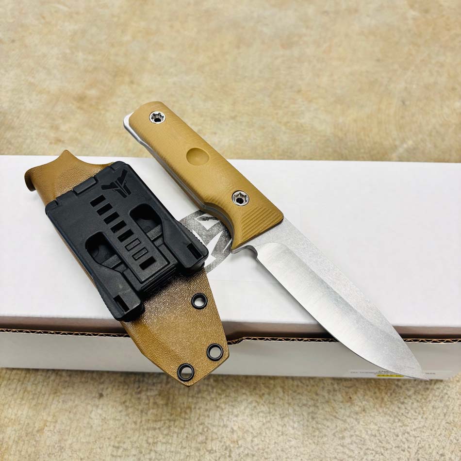 Medford San Pro Series 3V 4" Tumbled Fixed Blade, Coyote G10 Handles, Kydex Sheath, Fixed Standard Hardware - Medford San Coyote
