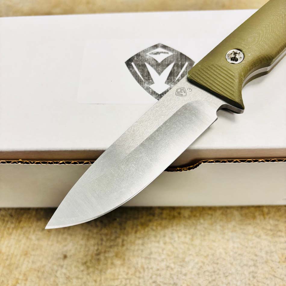 Medford San Pro Series 3V 4" Tumbled Fixed Blade, OD Green G10 Handles, Kydex Sheath, Fixed Standard Hardware - Medford San OD Green