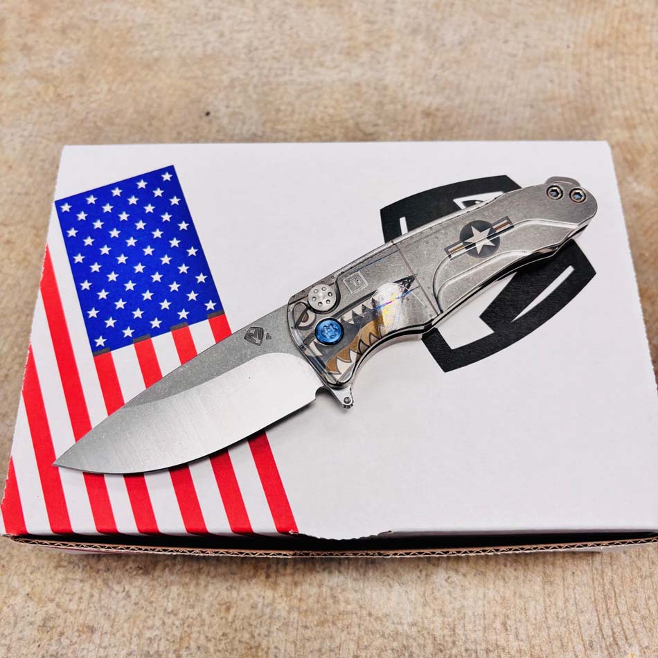 Medford Smooth Criminal Ti S45VN 3" Tumbled Blade, Warthog Star-N-Bars Rivets Handles Knife Serial 505-076 - MKT Smooth Crim Ti Warthog 2