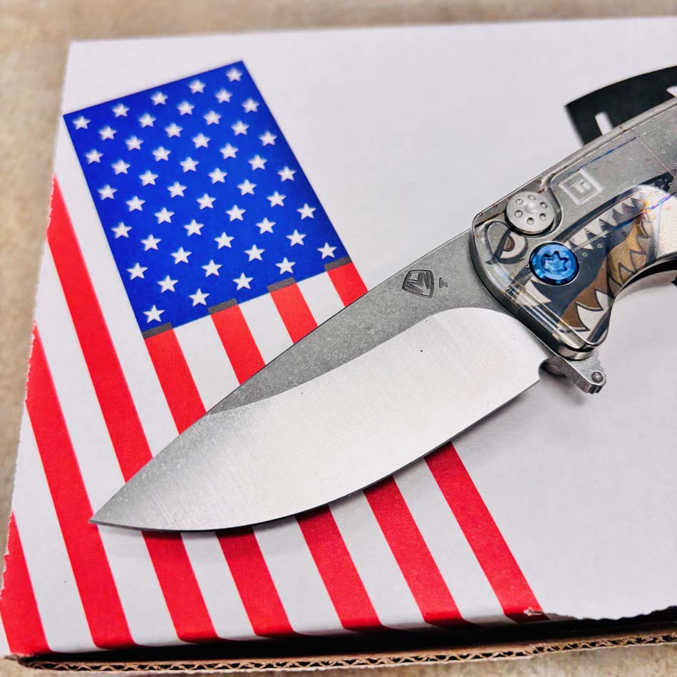 Medford Smooth Criminal Ti S45VN 3" Tumbled Blade, Warthog Star-N-Bars Rivets Handles Knife Serial 505-076 - MKT Smooth Crim Ti Warthog 2