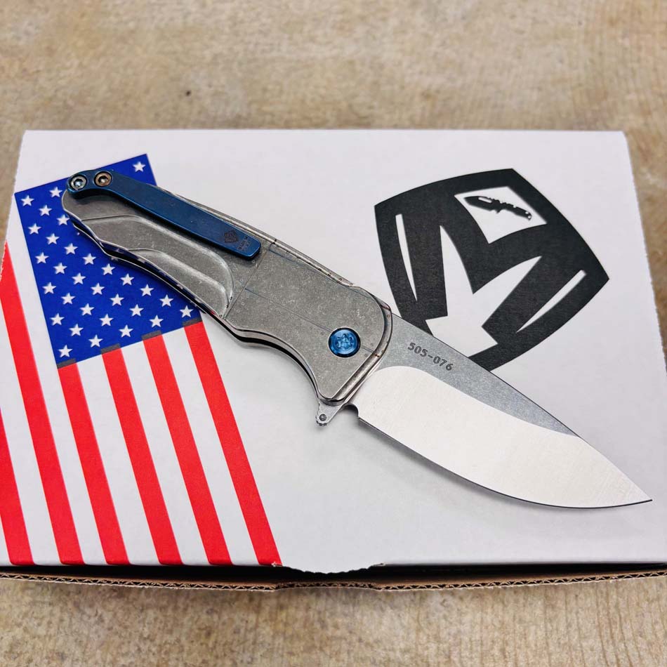 Medford Smooth Criminal Ti S45VN 3" Tumbled Blade, Warthog Star-N-Bars Rivets Handles Knife Serial 505-076 - MKT Smooth Crim Ti Warthog 2