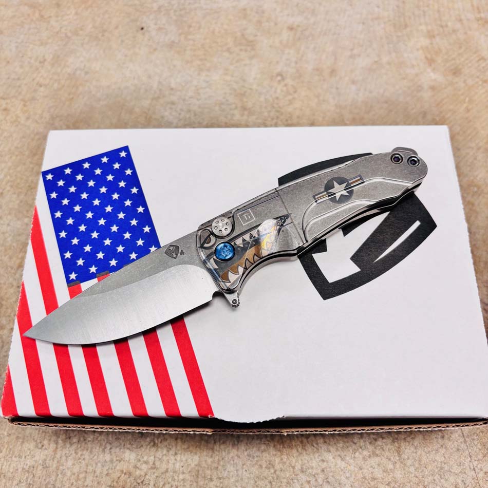 Medford Smooth Criminal Ti S45VN 3" Tumbled Blade, Warthog Star-N-Bars Rivets Handles Knife Serial 505-170 - MKT Smooth Crim Ti Warthog