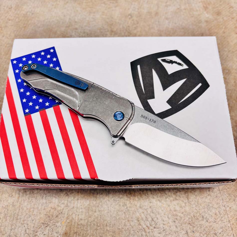 Medford Smooth Criminal Ti S45VN 3" Tumbled Blade, Warthog Star-N-Bars Rivets Handles Knife Serial 505-170 - MKT Smooth Crim Ti Warthog