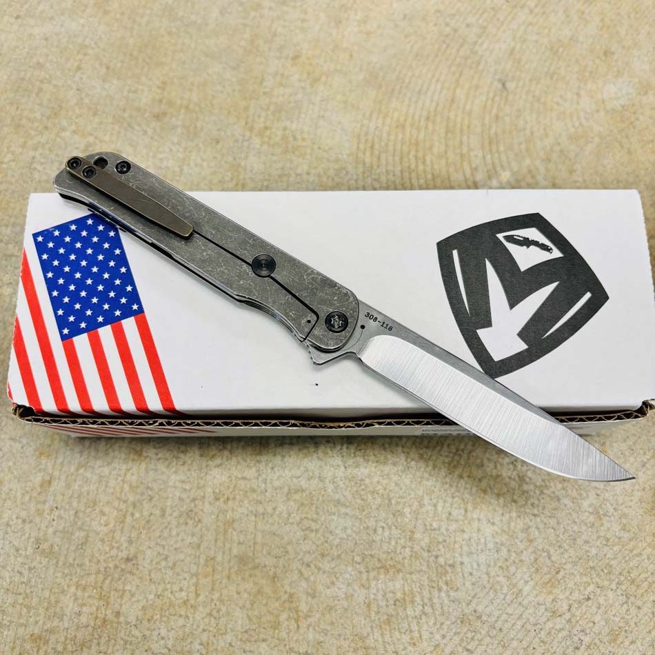 Medford T-Bone S45VN 4" Tumbled Drop Point, Black G10 Inlay Handle, Bronze Clip Folding Knife Serial 308-118 - MKT T-Bone Drop Point Black G10 Inlay Bronze Clip