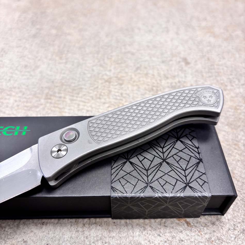 Protech 2026 Brend Classic Custom 001, Brend Classic Auto, Blasted Tumbled 17-4 Steel Textured Handles, Knife - Protech 2026 Brend Classic 1