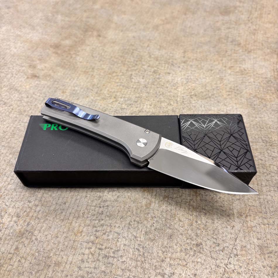 Protech 2026 Scapegoat Compact Custom 001, Scapegoat Compact Auto, Blasted Stonewashed 17-4 heat treated steel handles Knife - Protech 2026 Scapegoat Custom 1