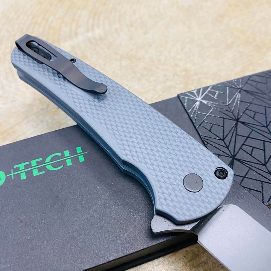 Protech 5206-GREY Malibu Solid GREY Textured Handles CPM-20CV DLC Reverse Tanto Blade Folding Knife BLADE SHOW 2023 - 5206-GREY