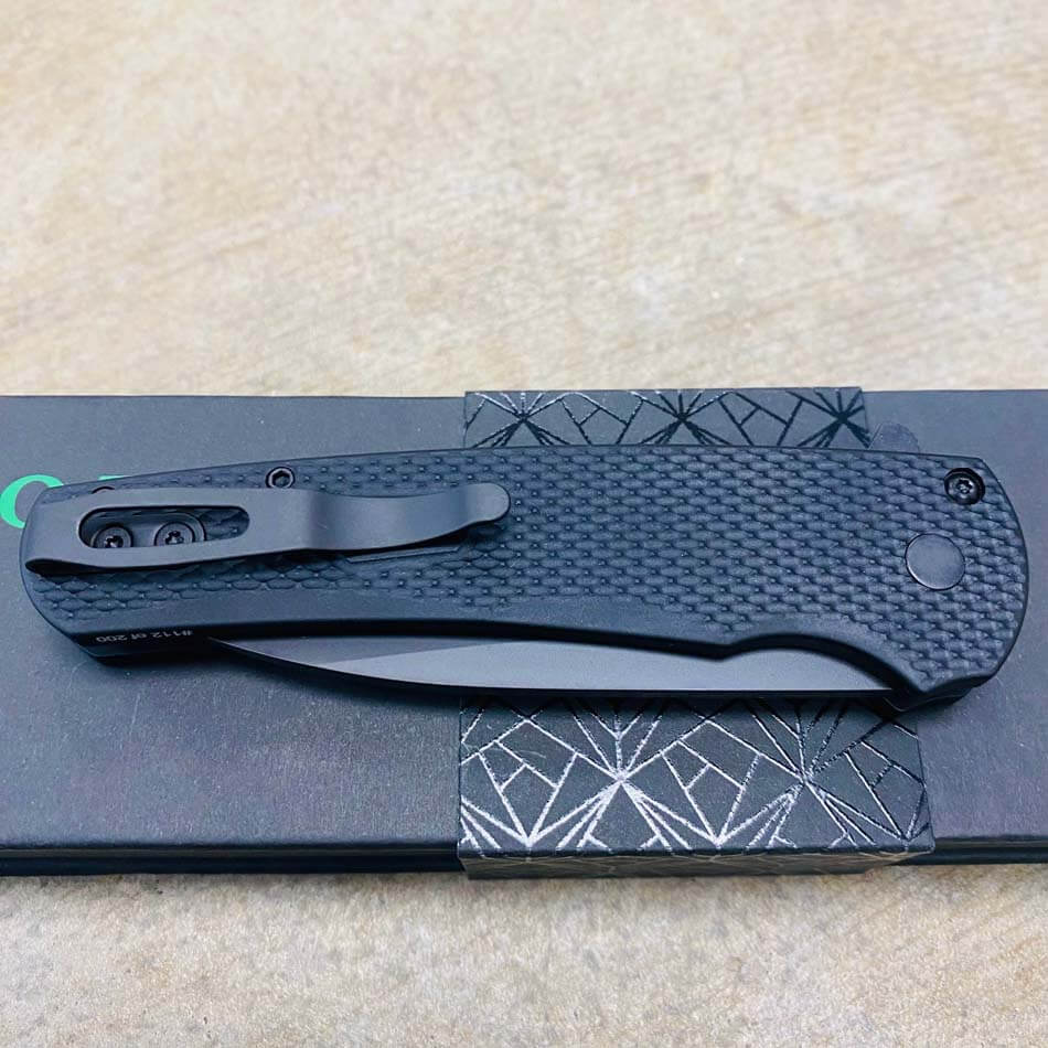 Protech 5306 Malibu Solid BLACK Textured Handle, DLC Black Magnacut Blade, Mosaic Button Folding Knife BLADE SHOW 2023 - Protech 5306 Malibu Knife
