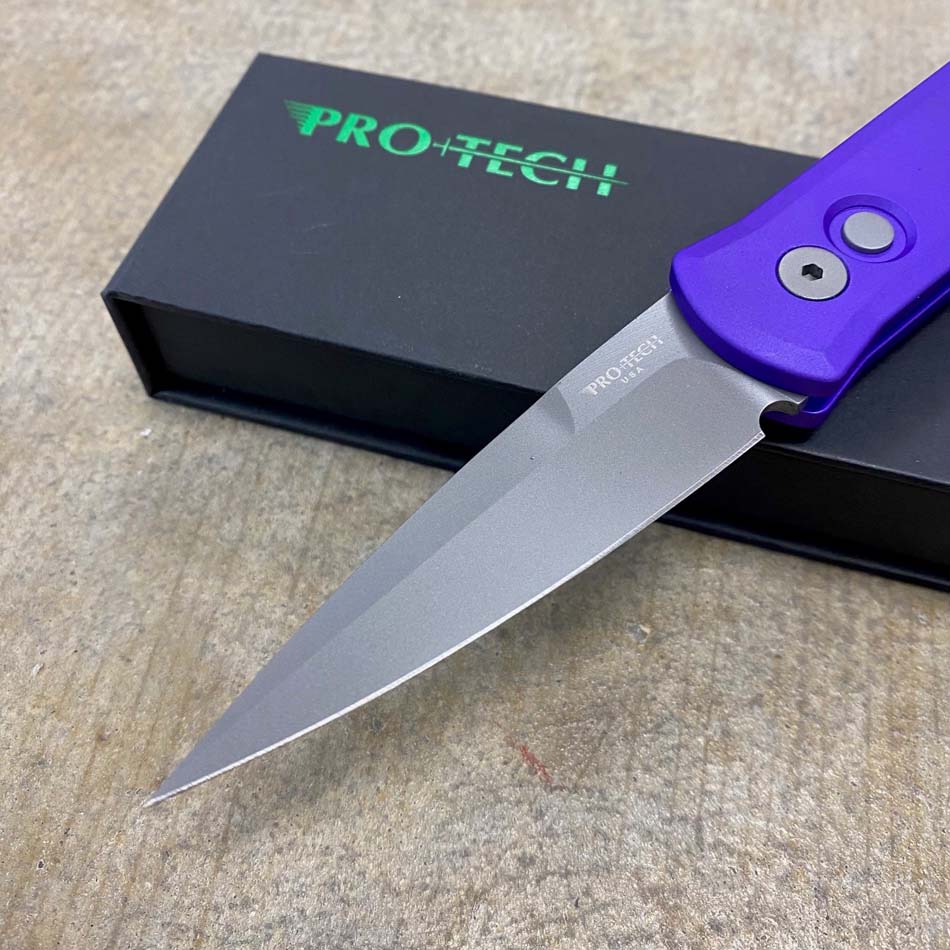 Protech 720-PURPLE Godson 3.15" Bead Blasted Blade Purple Handles Deep Carry Clip Auto Knife - 720-PURPLE
