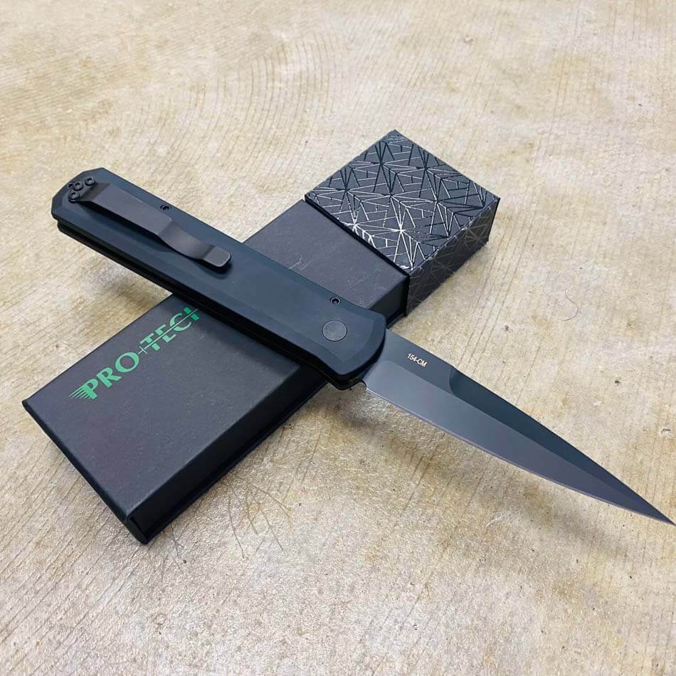 Protech 921 SWAT Godfather 4" Solid Black Handle, Black Blade, Black Hardware Automatic Knife  - 921 SWAT