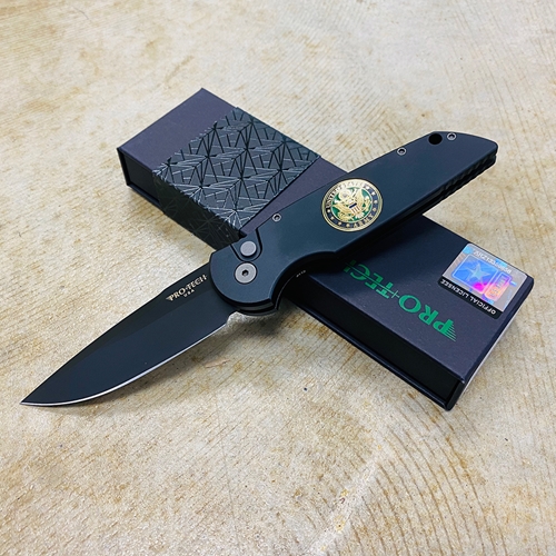 PROTECH MIL-A008 TR-3 Army Medallion Tactical Response Automatic Knife ( 3.5" Black DLC ) - MIL-A008