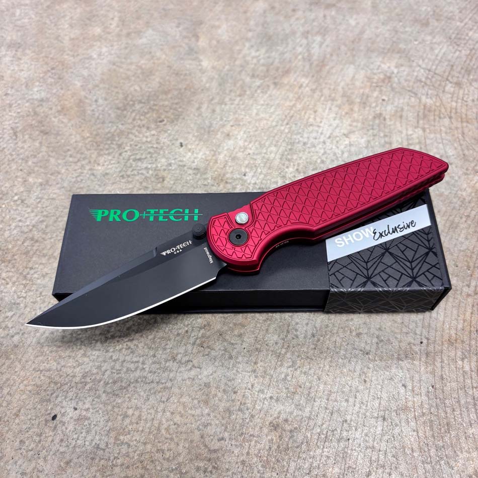 Protech BST26.INT.2 TR-3 Integrity Thumbstud Manual, Red Relic Textured Red Handles, DLC Magnacut Blade, Knife BLADE SHOW TEXAS 2026 - BST26.INT.2