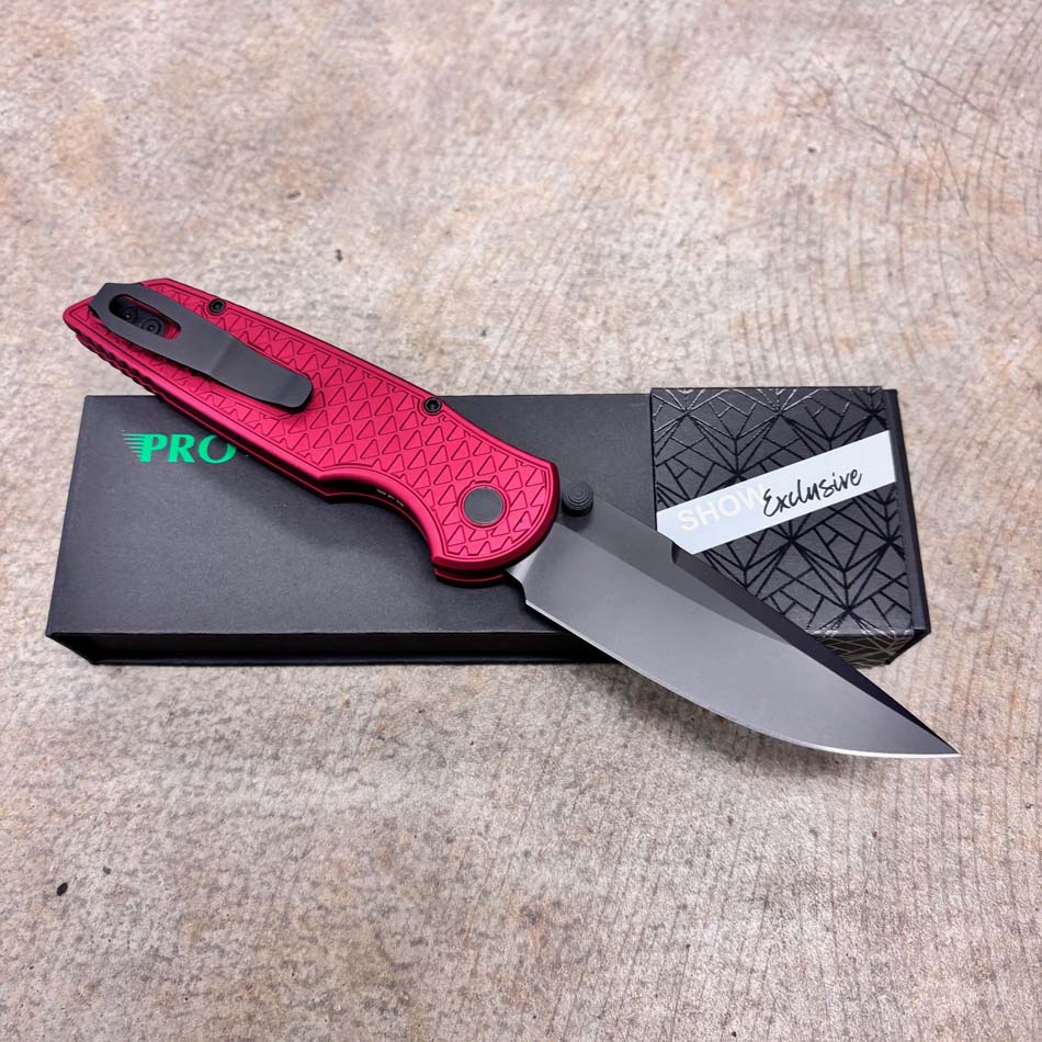 Protech BST26.INT.2 TR-3 Integrity Thumbstud Manual, Red Relic Textured Red Handles, DLC Magnacut Blade, Knife BLADE SHOW TEXAS 2026 - BST26.INT.2
