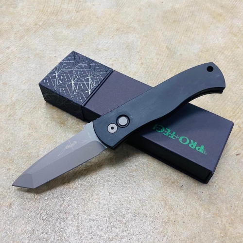 ProTech E7T01 Emerson CQC7 3.25" Chisel Tanto Blasted Blade Black Handle Auto Knife