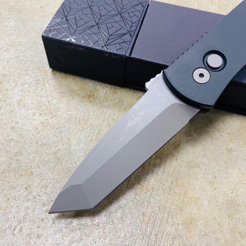 ProTech E7T01 Emerson CQC7 3.25" Chisel Tanto Blasted Blade Black Handle Auto Knife - E7T01