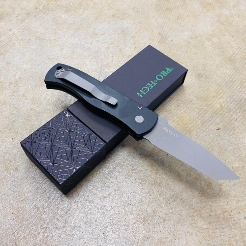 ProTech E7T01 Emerson CQC7 3.25" Chisel Tanto Blasted Blade Black Handle Auto Knife - E7T01