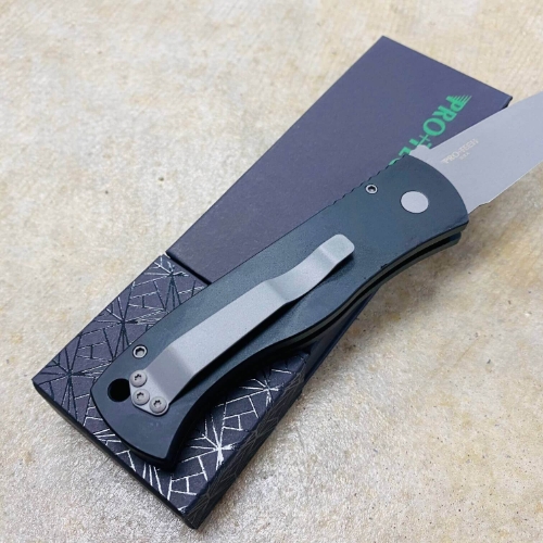 ProTech E7T01 Emerson CQC7 3.25" Chisel Tanto Blasted Blade Black Handle Auto Knife - E7T01