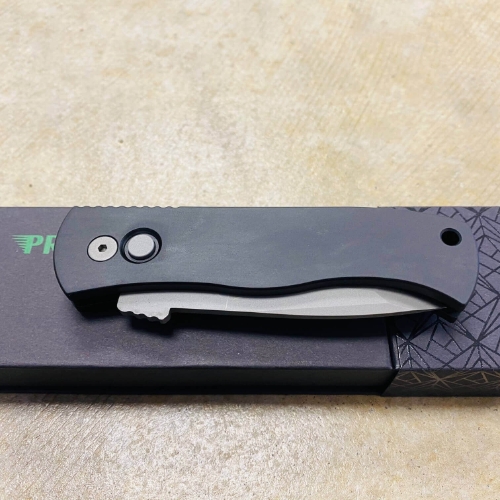 ProTech E7T01 Emerson CQC7 3.25" Chisel Tanto Blasted Blade Black Handle Auto Knife - E7T01